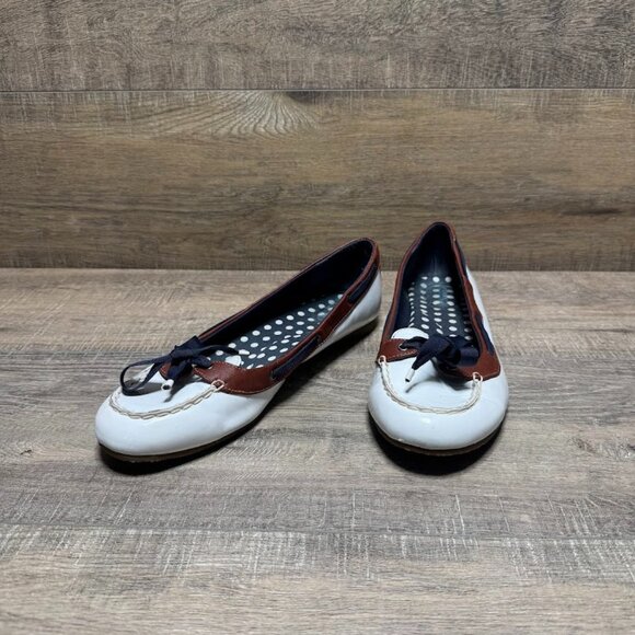 Sperry Top Sider Chandler White Leather Flats Women's Size 11 - Picture 1 of 7